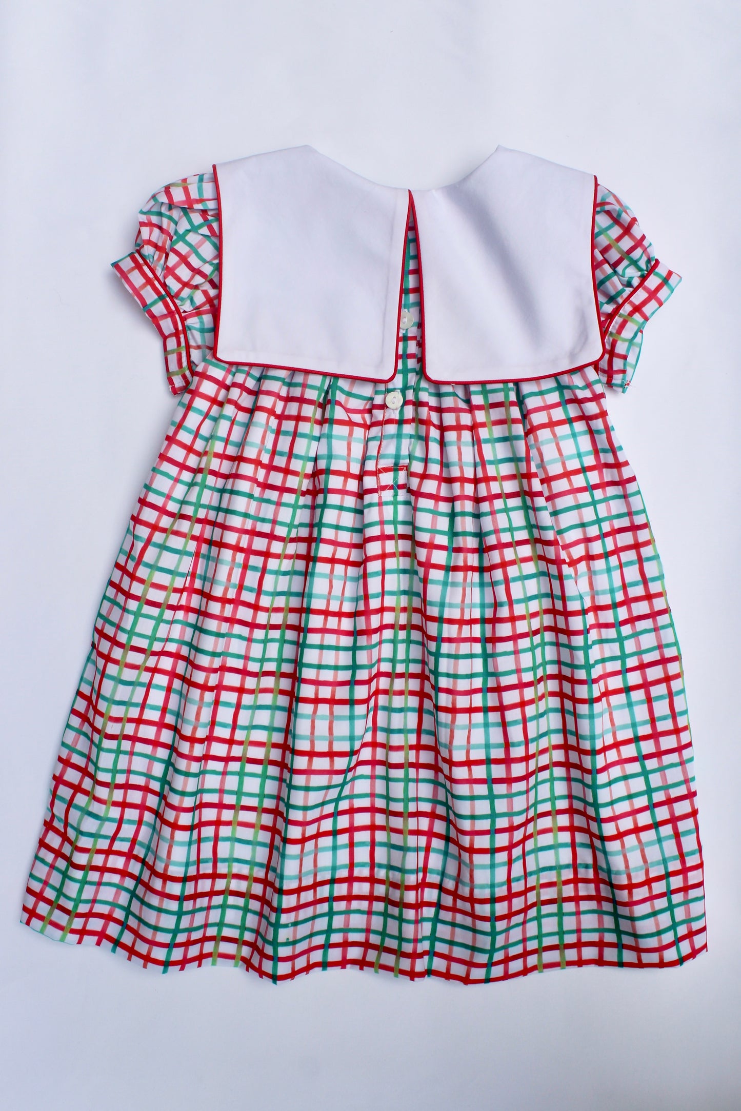 Christmas Collection Girls Plaid Wreath Dress