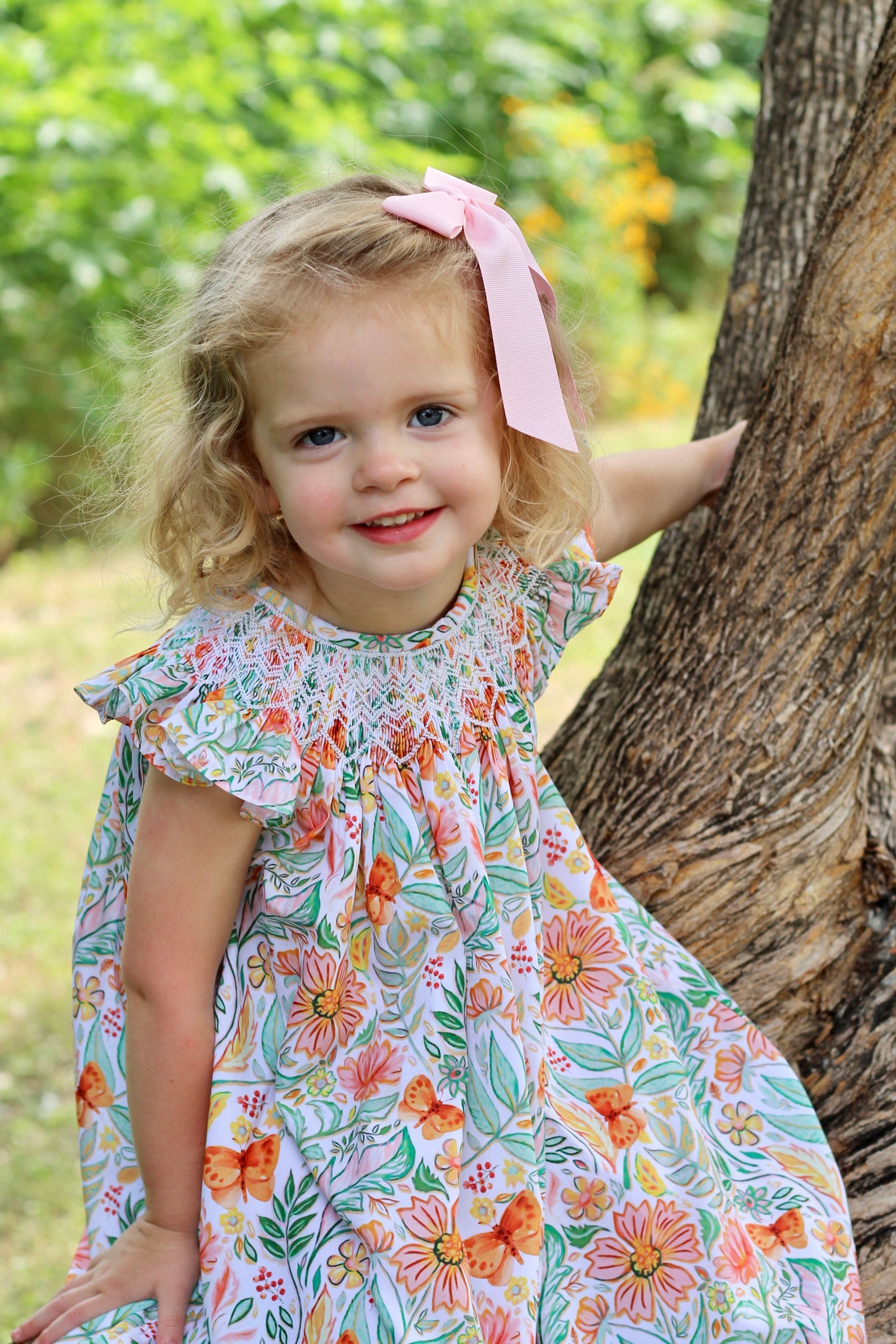 Butterfly Collection Toddler + Girls Smocked Long Dress