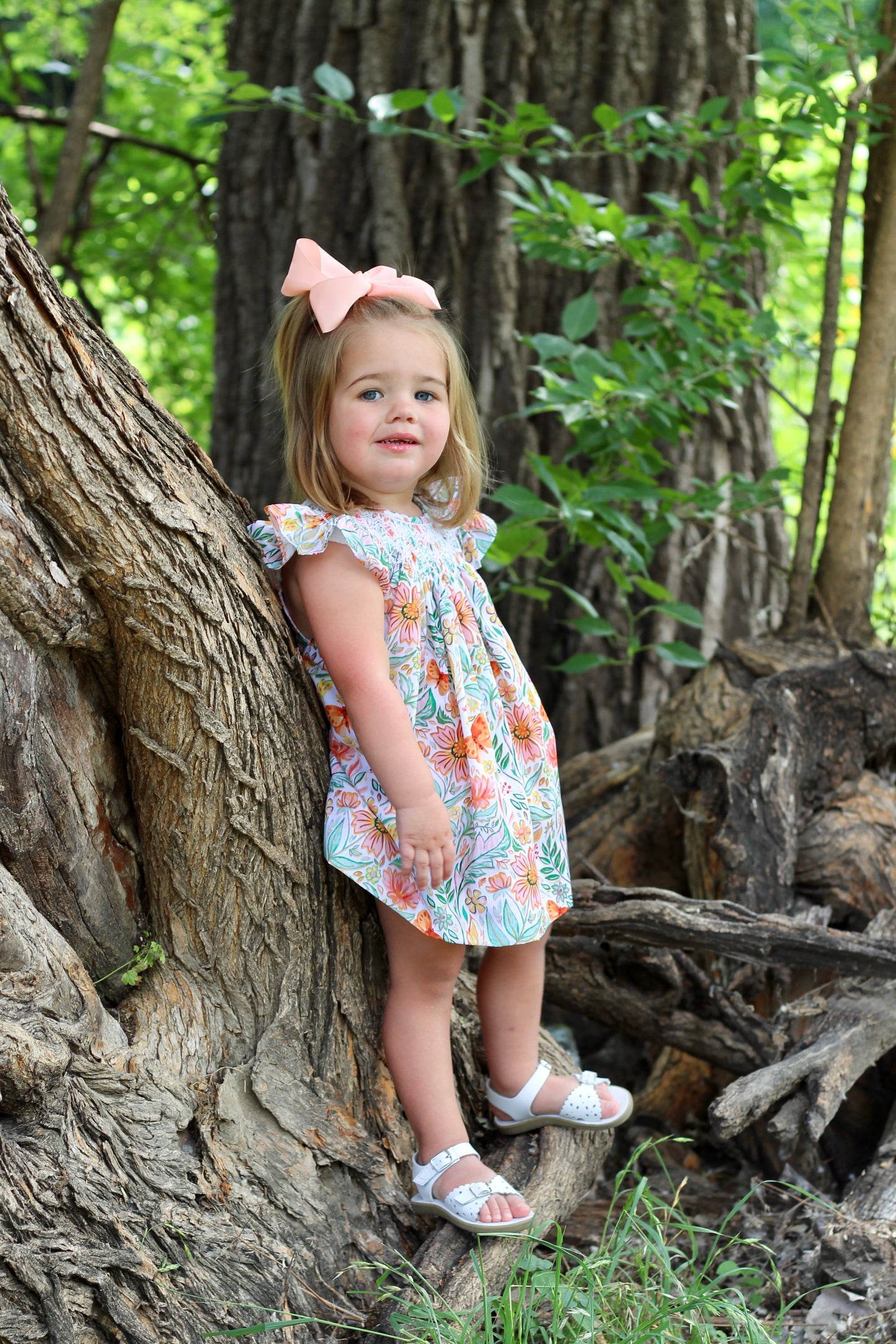 Butterfly Collection Infant + Toddler Girls Two-Piece Smocked Short Dress Set