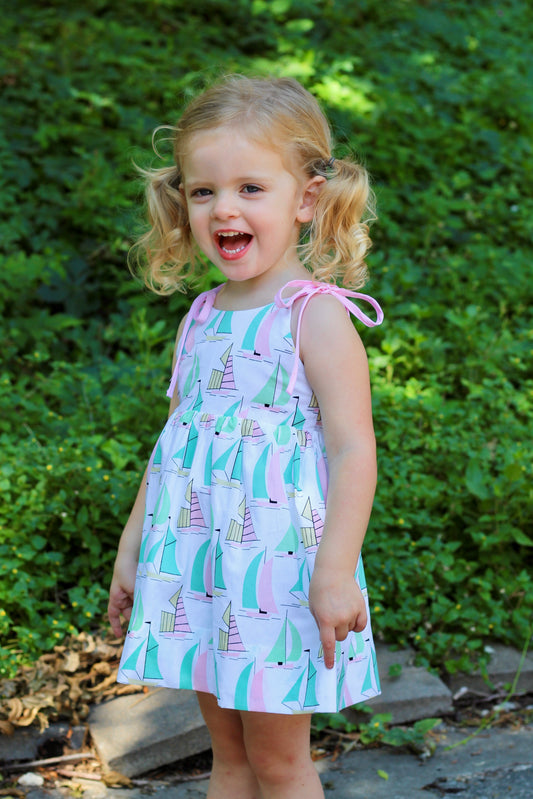 Sailboat Collection Toddler + Girls Bow Dress