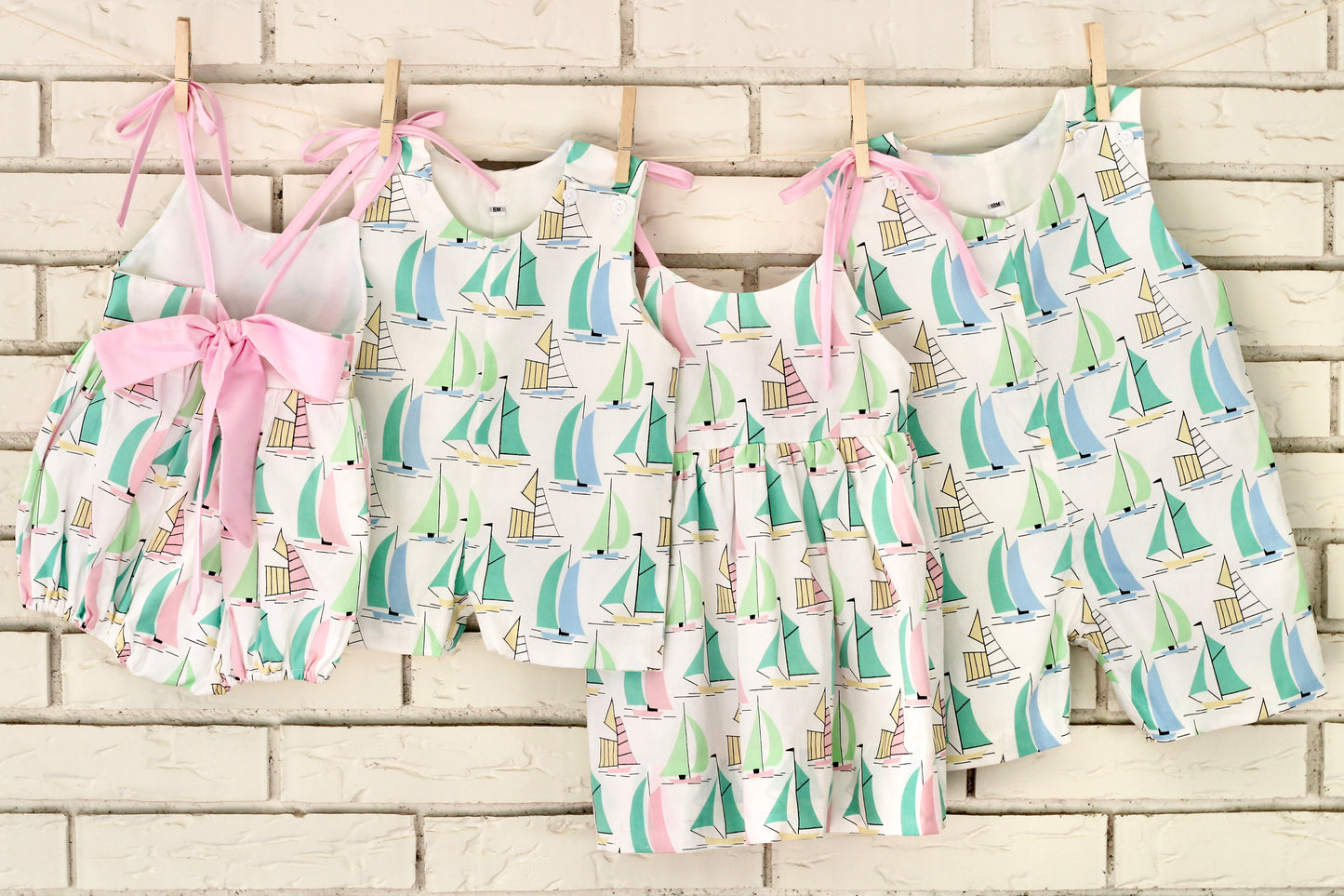 Sailboat Collection Infant + Toddler Girls Bow Bubble