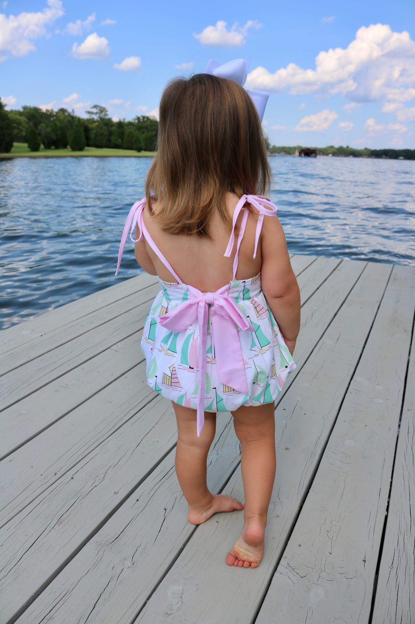 Sailboat Collection Infant + Toddler Girls Bow Bubble